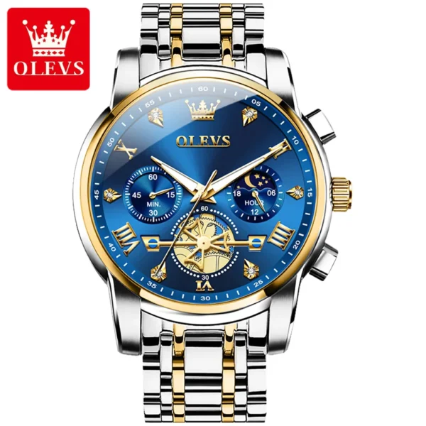 OLEVS 2856 Herrenuhr–Klassisch Multifunktional mit Mondphase-Chronograph – Bild 7
