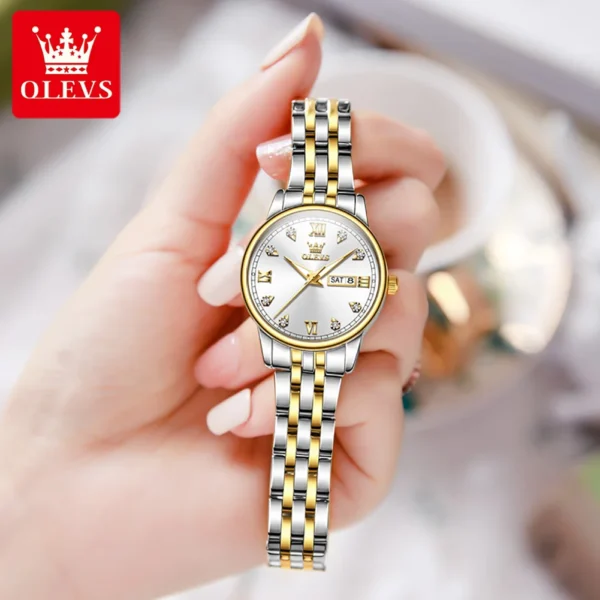 OLEVS 5525 Neue Damenuhr – Luxus Quarz mit Diamant-Zifferblatt-Datum-Wochentag – Bild 3
