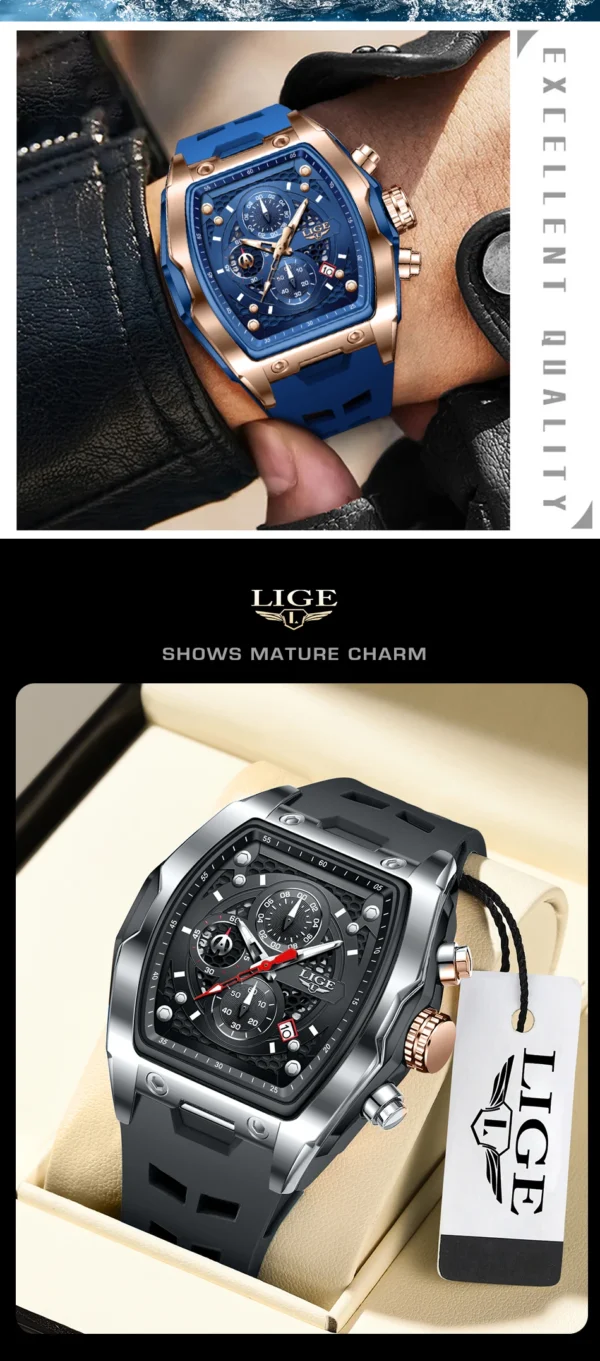 Luxuriöse Militär-Sportuhr mit Quadratischem Chronograph für Herren – Bild 20