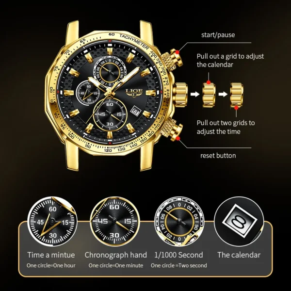 Business Sport Herrenuhr - Luxuriöse Eleganz aus Edelstahl – Bild 3
