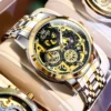 OLEVS 9947 Herrenuhr – Top Luxus Original Wasserdichte Quarz-Uhr im Gold-Skelett-Stil – Bild 25