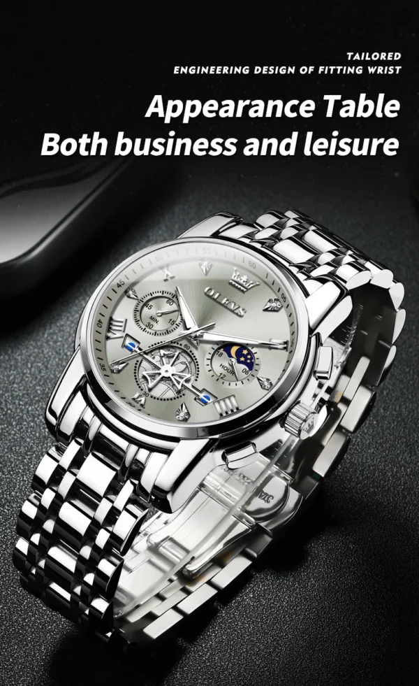 OLEVS 2856 Herrenuhr–Klassisch Multifunktional mit Mondphase-Chronograph – Bild 21