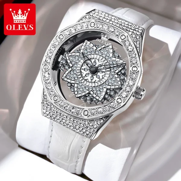 OLEVS 9996 Damenuhr – Luxus Elegant mit drehbarem Zifferblatt-Diamanten – Bild 8