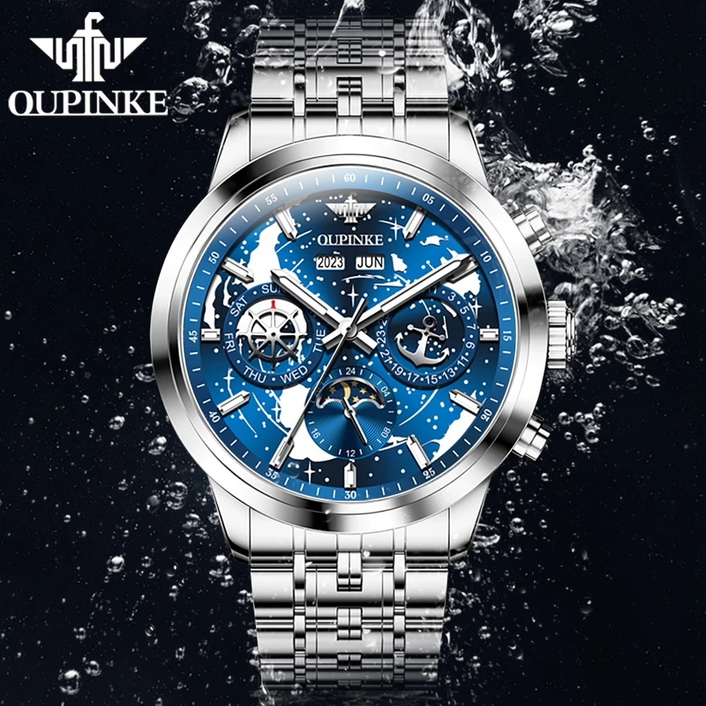 OUPINKE 3256 Original Automatikuhr für Herren-Eleganz trifft auf nautische Präzision