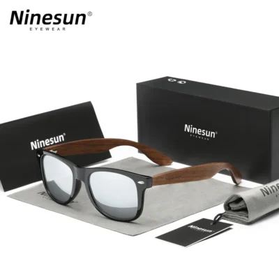 Ninesun Schwarze Walnuss Holz Polarisierte Sonnenbrille für Herren – Handgefertigt UV400