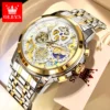 OLEVS 9947 Herrenuhr – Top Luxus Original Wasserdichte Quarz-Uhr im Gold-Skelett-Stil – Bild 2