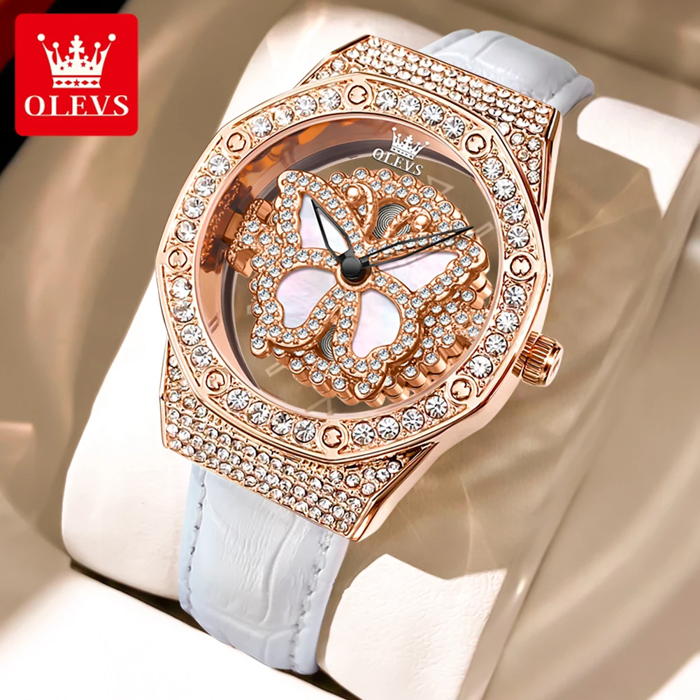 OLEVS 9996 Damenuhr – Luxus Elegant mit drehbarem Zifferblatt-Diamanten