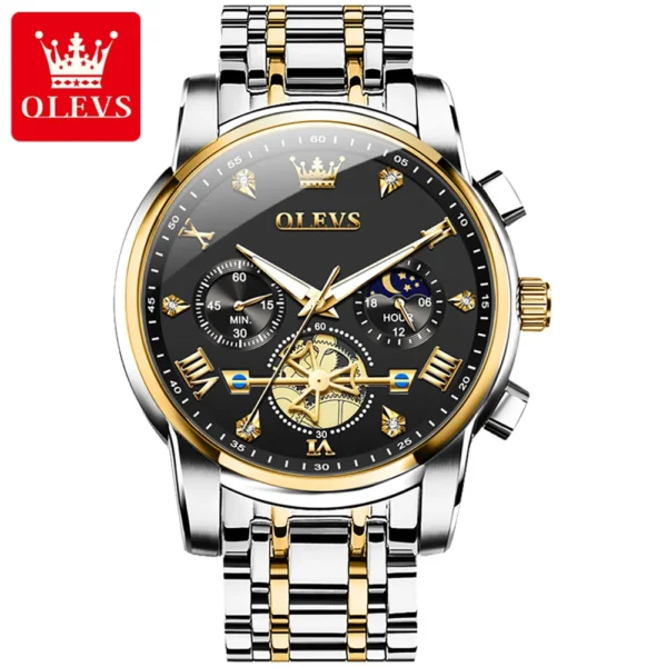 OLEVS 2856 Herrenuhr–Klassisch Multifunktional mit Mondphase-Chronograph – Bild 9