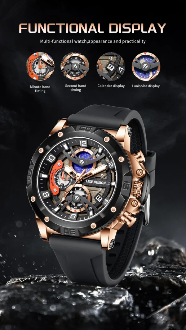 LIGE Neue Militär-Sportuhr mit Luxus-Chronograph für Herren – Bild 14