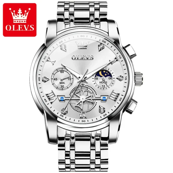 OLEVS 2856 Herrenuhr–Klassisch Multifunktional mit Mondphase-Chronograph – Bild 13