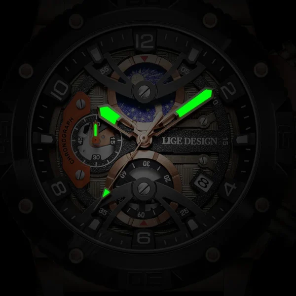LIGE Neue Militär-Sportuhr mit Luxus-Chronograph für Herren – Bild 4