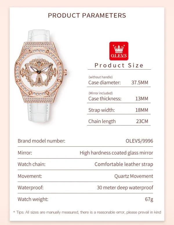 OLEVS 9996 Damenuhr – Luxus Elegant mit drehbarem Zifferblatt-Diamanten – Bild 26