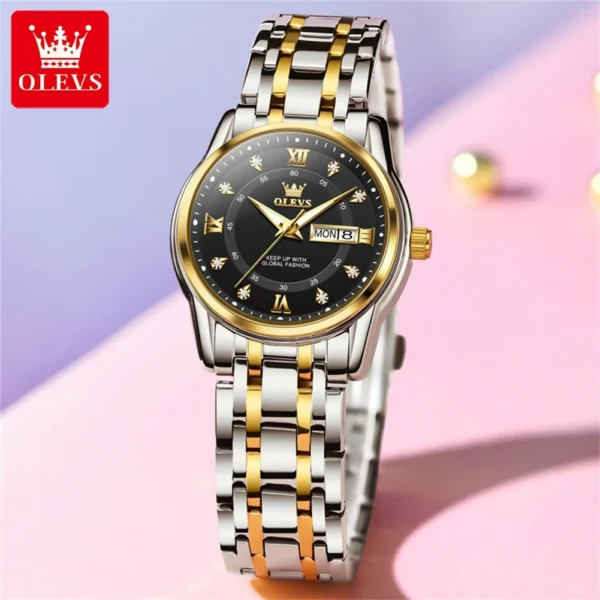 OLEVS 5513 Damenuhr – Luxus Gold mit Diamanten | Wasserdicht | Leuchtend – Bild 7