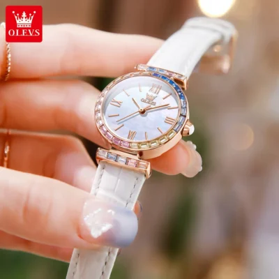 OLEVS 9007 Fashion Damenuhr – Diamantbesatz-Römische Skala-Wasserdicht