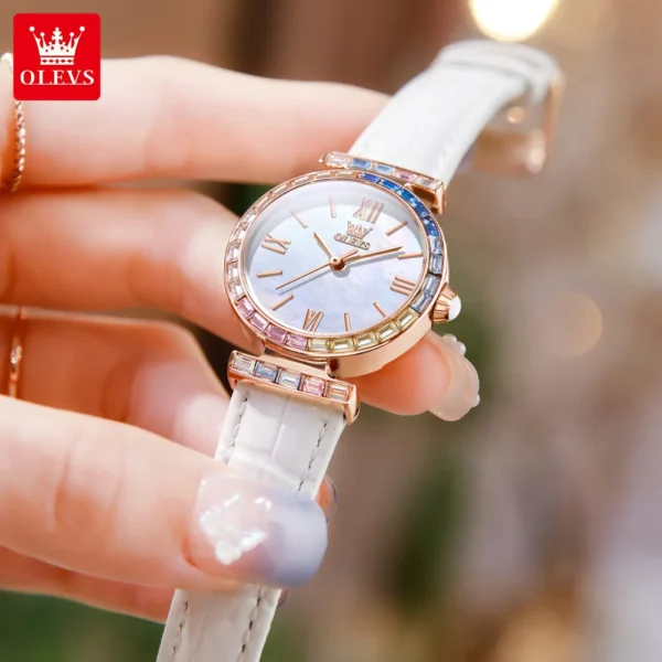 OLEVS 9007 Fashion Damenuhr – Diamantbesatz-Römische Skala-Wasserdicht