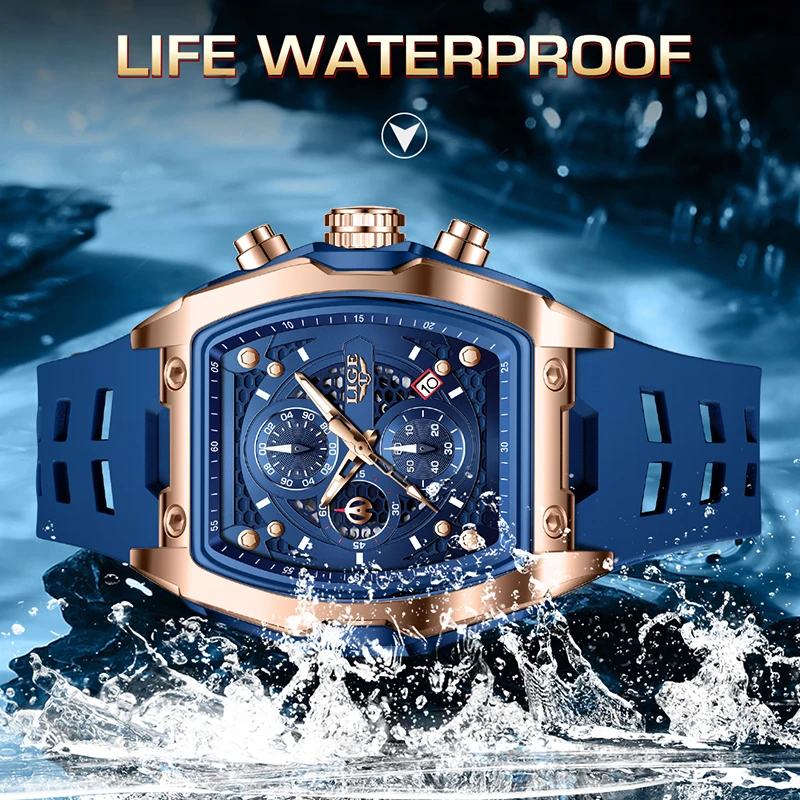 Luxuriöse Militär-Sportuhr mit Quadratischem Chronograph für Herren
