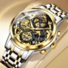 OLEVS 9947 Herrenuhr – Top Luxus Original Wasserdichte Quarz-Uhr im Gold-Skelett-Stil – Bild 9