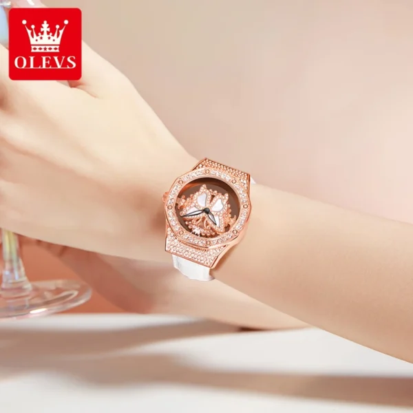 OLEVS 9996 Damenuhr – Luxus Elegant mit drehbarem Zifferblatt-Diamanten – Bild 5