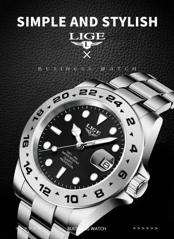 Business Herrenuhr Luxuriöse Eleganz aus Edelstahl – Bild 9