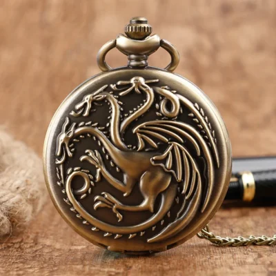 Dreiköpfiger Drachen Taschenuhr | Mystik und Vintage-Eleganz