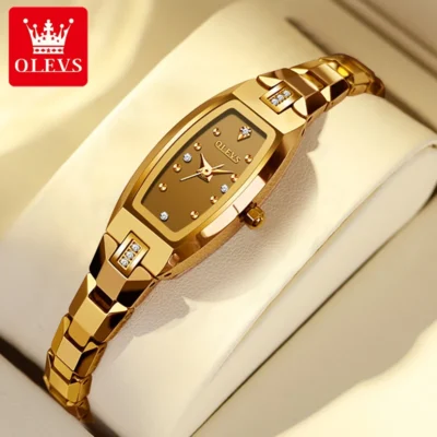 OLEVS 5501 Damenuhr – Luxus Quarz | Wolframstahl mit Diamanten | Elegantes Design