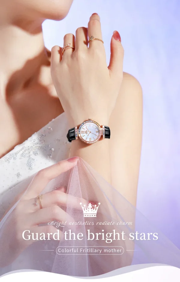 OLEVS 9007 Fashion Damenuhr – Diamantbesatz-Römische Skala-Wasserdicht – Bild 10