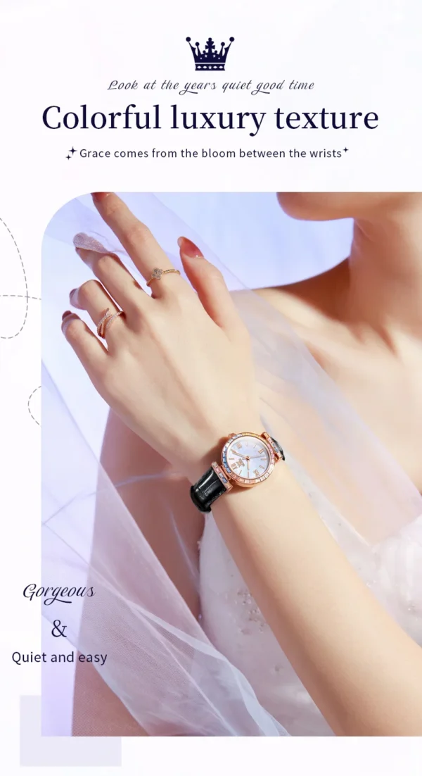 OLEVS 9007 Fashion Damenuhr – Diamantbesatz-Römische Skala-Wasserdicht – Bild 14