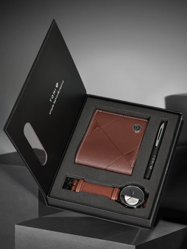 TOMI 3er-Set Luxus Business Geschenkbox – Herrenuhr, Geldbörse & Stift – Bild 22
