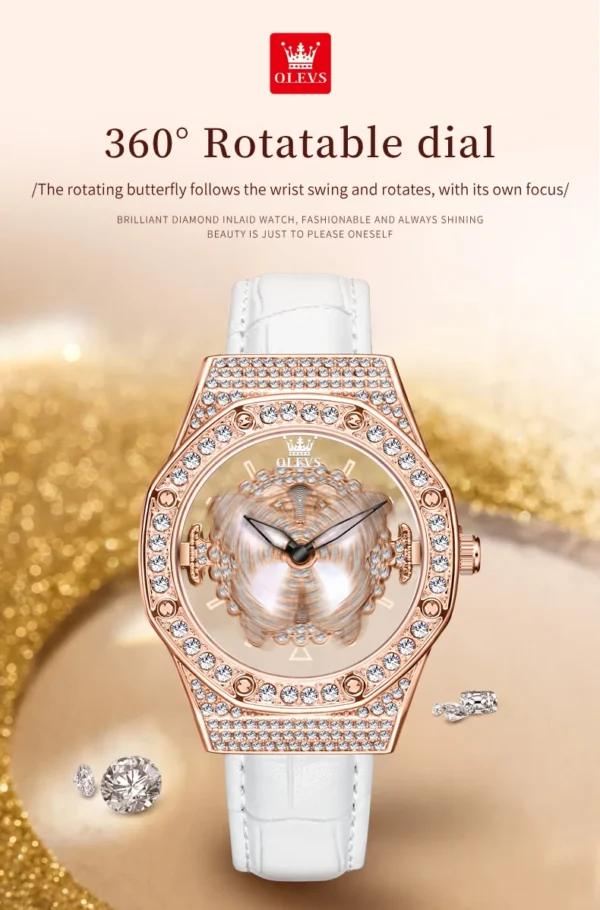 OLEVS 9996 Damenuhr – Luxus Elegant mit drehbarem Zifferblatt-Diamanten – Bild 17