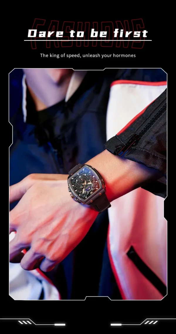 OLEVS 2942 Herrenuhr–Top Luxus Tonneau Quarz-Uhr mit Mondphase-Chronograph – Bild 19