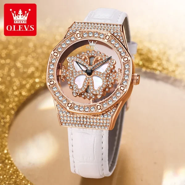 OLEVS 9996 Damenuhr – Luxus Elegant mit drehbarem Zifferblatt-Diamanten – Bild 3