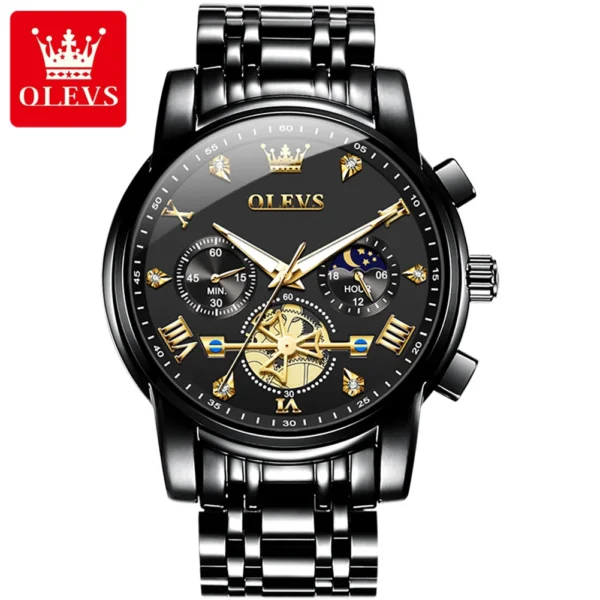 OLEVS 2856 Herrenuhr–Klassisch Multifunktional mit Mondphase-Chronograph – Bild 10