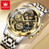 OLEVS 9947 Herrenuhr – Top Luxus Original Wasserdichte Quarz-Uhr im Gold-Skelett-Stil – Bild 3