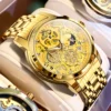 OLEVS 9947 Herrenuhr – Top Luxus Original Wasserdichte Quarz-Uhr im Gold-Skelett-Stil – Bild 22