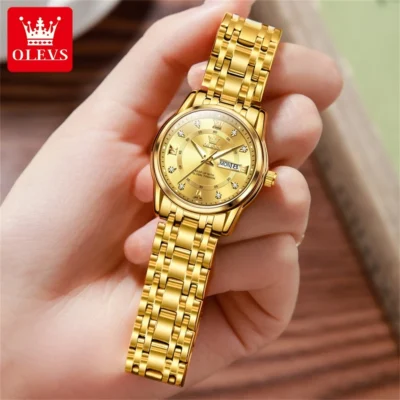 OLEVS 5513 Damenuhr – Luxus Gold mit Diamanten | Wasserdicht | Leuchtend