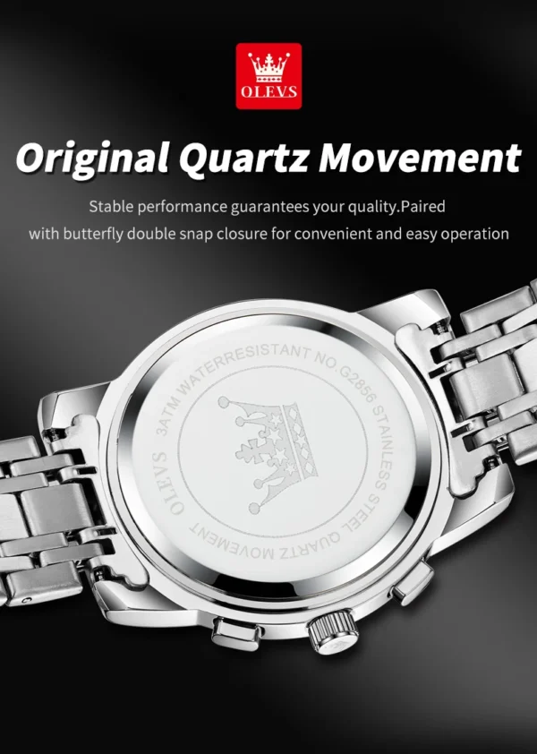 OLEVS 2856 Herrenuhr–Klassisch Multifunktional mit Mondphase-Chronograph – Bild 27