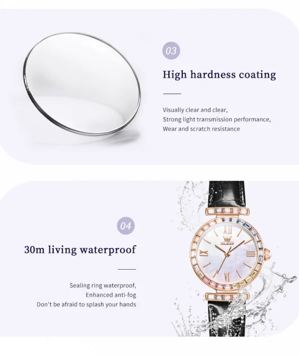 OLEVS 9007 Fashion Damenuhr – Diamantbesatz-Römische Skala-Wasserdicht – Bild 18