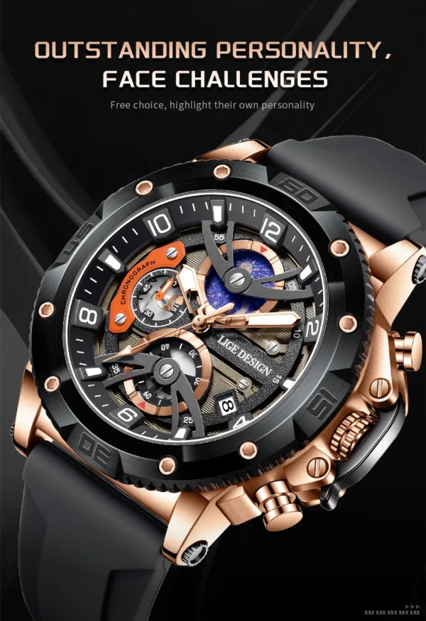 LIGE Neue Militär-Sportuhr mit Luxus-Chronograph für Herren – Bild 11