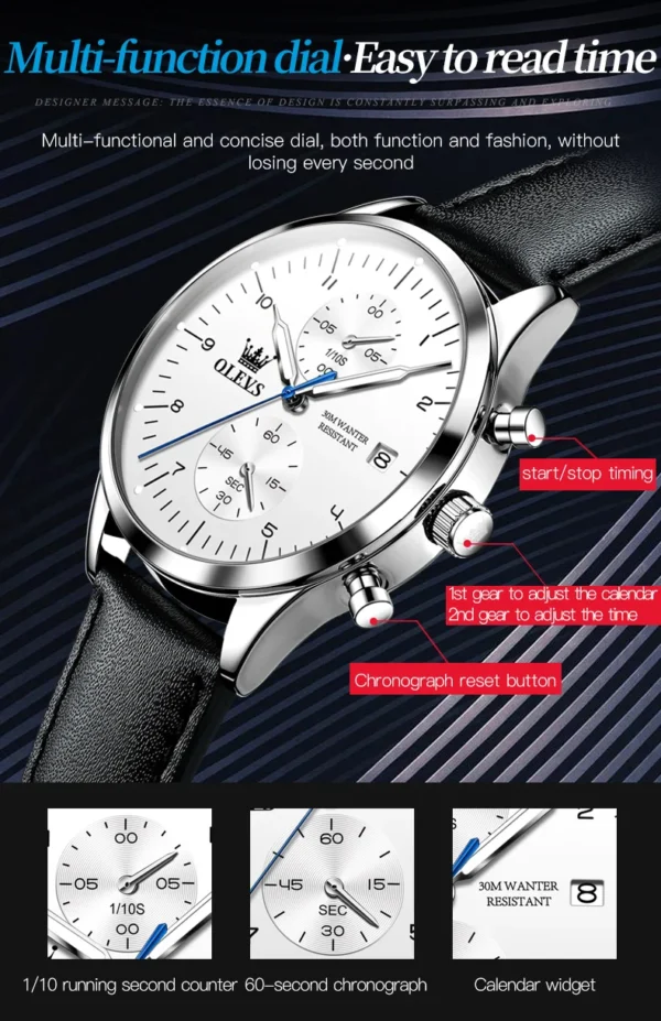OLEVS 2880 Herrenuhr – Original Luxus Quarz-Chronograph – Bild 25