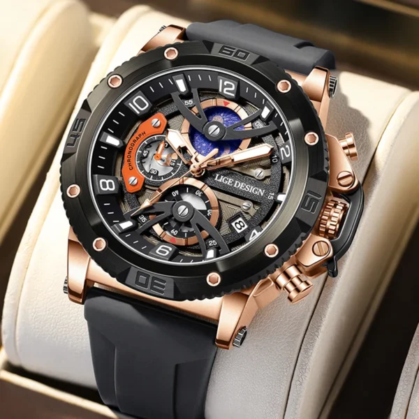 LIGE Neue Militär-Sportuhr mit Luxus-Chronograph für Herren – Bild 6
