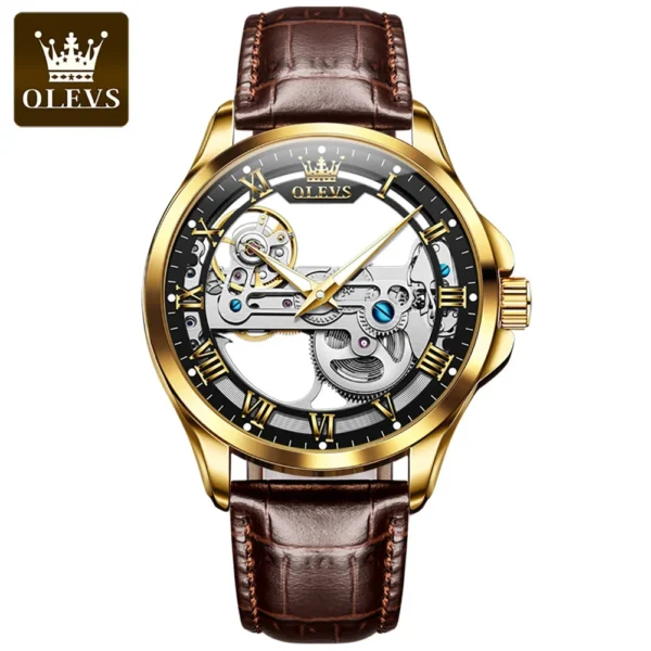 OLEVS 6661 Herren Automatikuhr – Luxus Tourbillon, Lederarmband & Leuchtfunktion – Bild 9