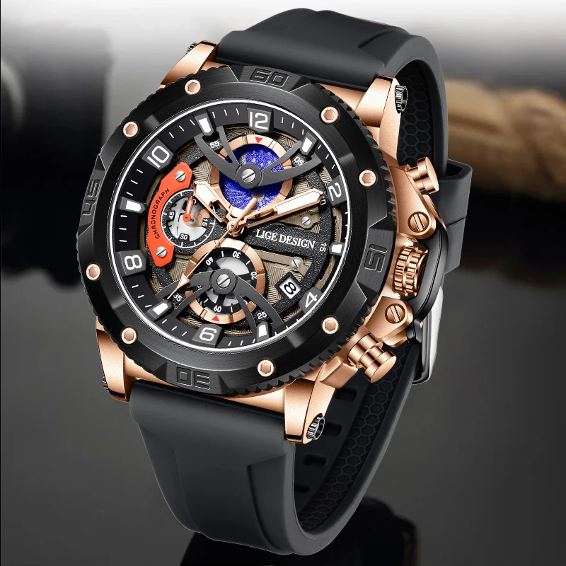 LIGE Neue Militär-Sportuhr mit Luxus-Chronograph für Herren