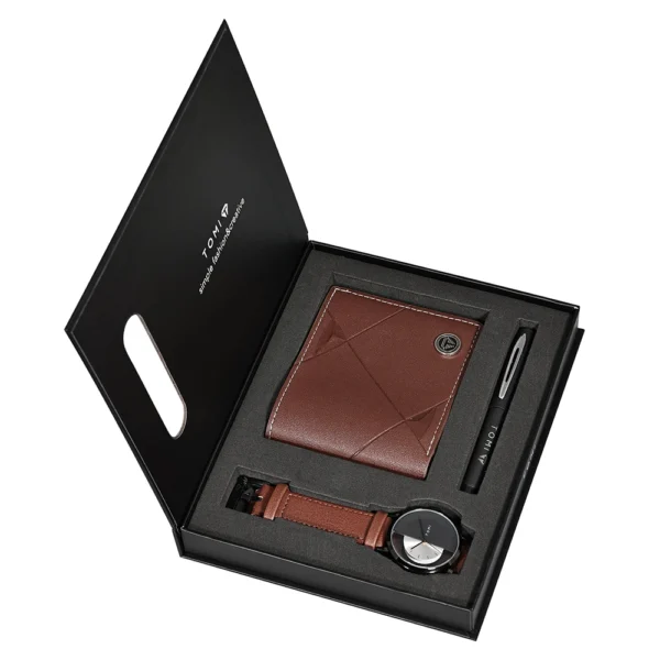 TOMI 3er-Set Luxus Business Geschenkbox – Herrenuhr, Geldbörse & Stift – Bild 7