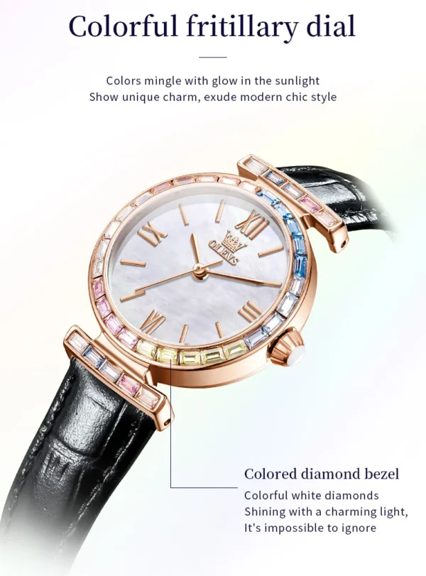 OLEVS 9007 Fashion Damenuhr – Diamantbesatz-Römische Skala-Wasserdicht – Bild 12