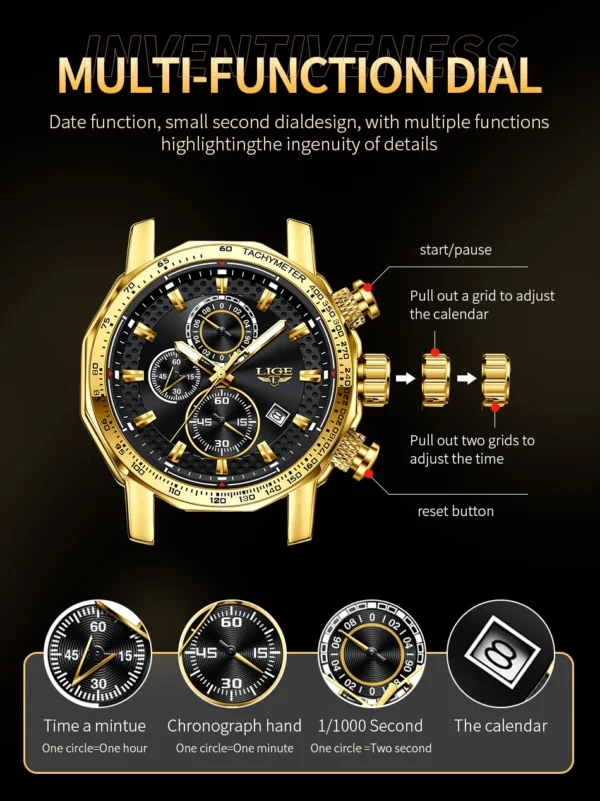 Business Sport Herrenuhr - Luxuriöse Eleganz aus Edelstahl – Bild 14