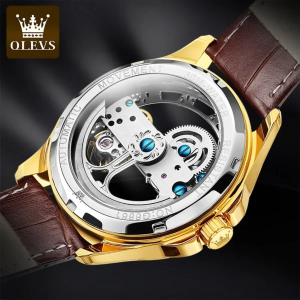 OLEVS 6661 Herren Automatikuhr – Luxus Tourbillon, Lederarmband & Leuchtfunktion – Bild 6