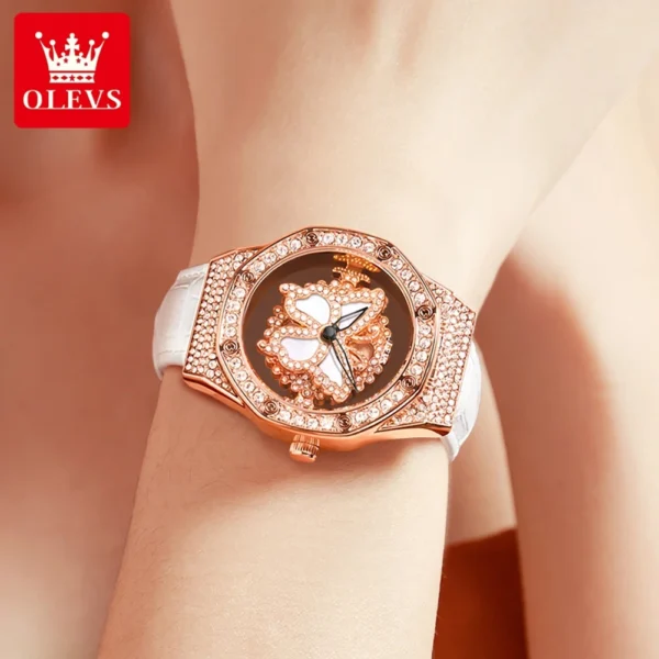 OLEVS 9996 Damenuhr – Luxus Elegant mit drehbarem Zifferblatt-Diamanten – Bild 4