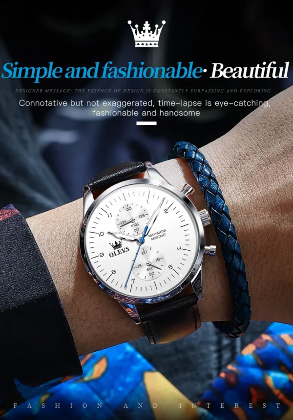 OLEVS 2880 Herrenuhr – Original Luxus Quarz-Uhr mit Chronograph und Leuchtfunktion – Bild 12