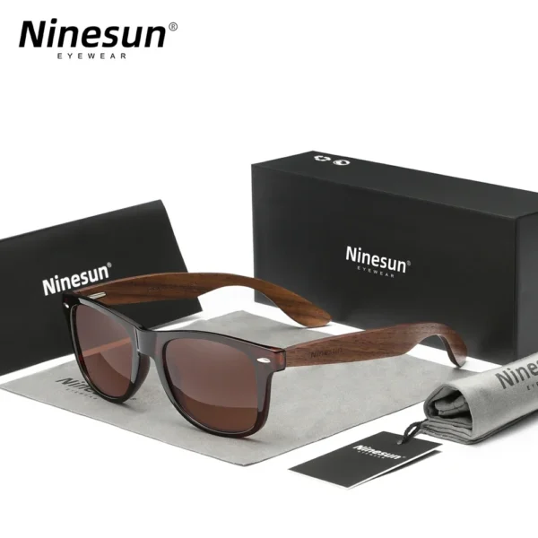 Ninesun Schwarze Walnuss Holz Polarisierte Sonnenbrille für Herren – Handgefertigt UV400 – Bild 6