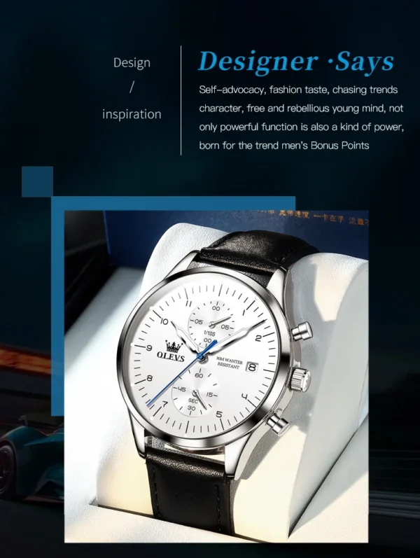OLEVS 2880 Herrenuhr – Original Luxus Quarz-Uhr mit Chronograph und Leuchtfunktion – Bild 13